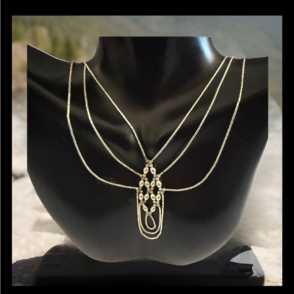 Native American Liquid Sterling Silver Beaded Multi Strand Necklace - Picture 1 of 5